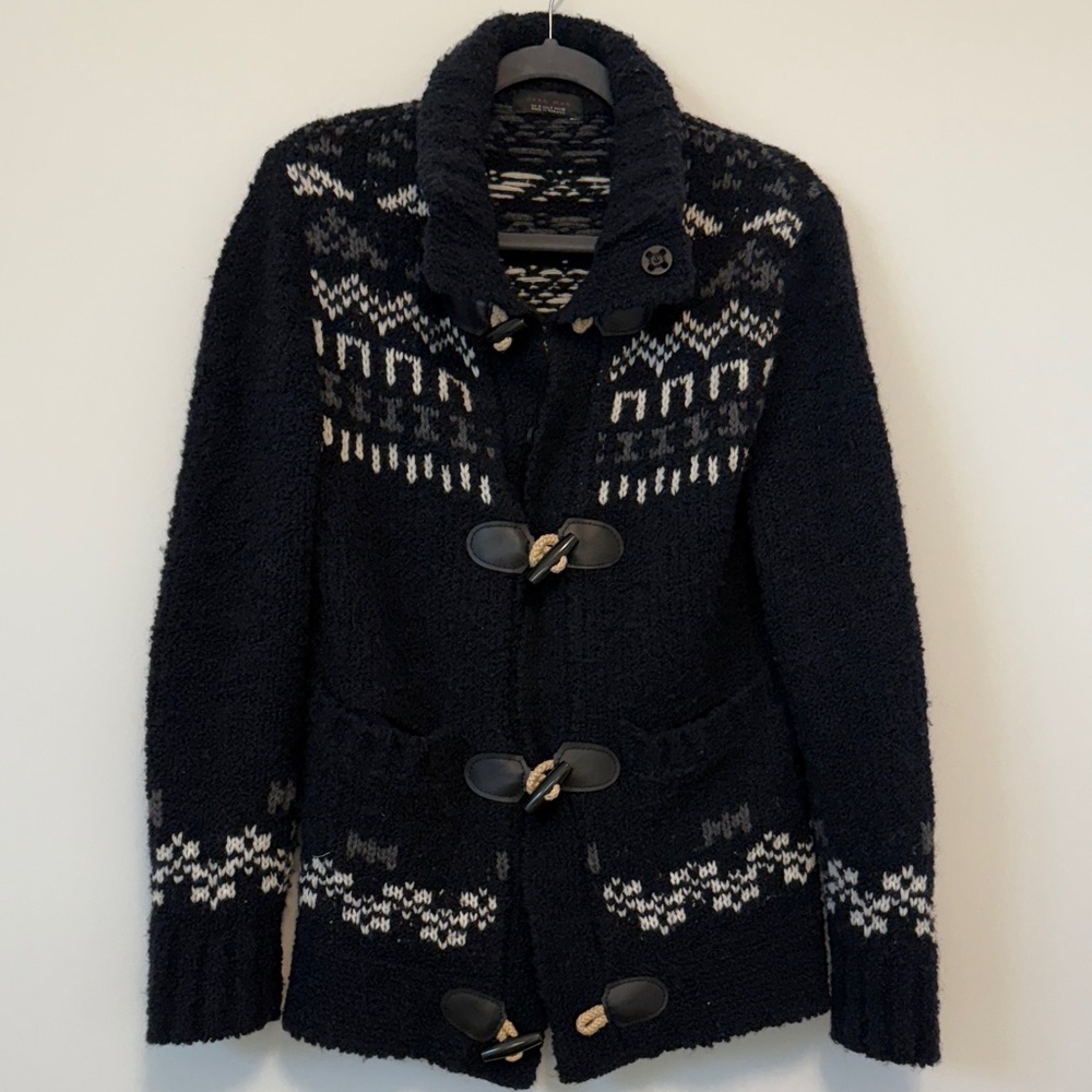 Zara Black and White Men's Cardigan Sweater